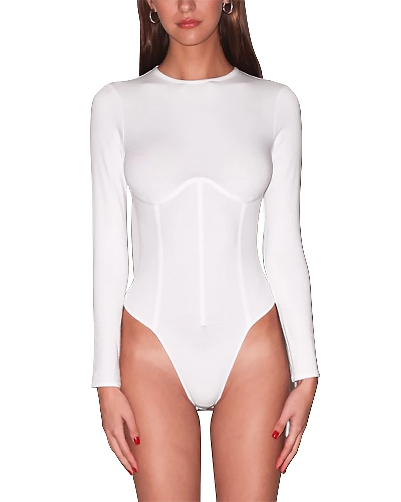 Fleur du Mal Long Sleeve Corset Bodysuit