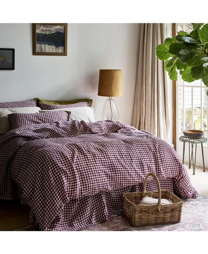 Gingham Linen Blend Duvet Cover, King
