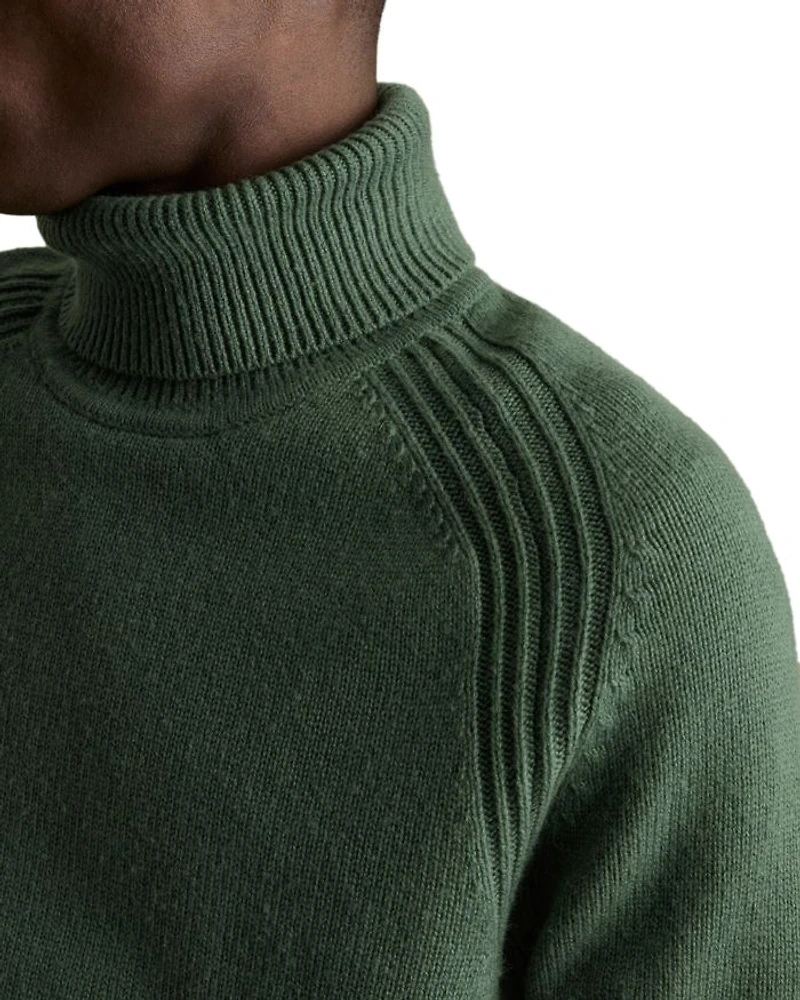 Stratus Wool & Nylon Seam Detail Regular Fit Turtleneck Sweater