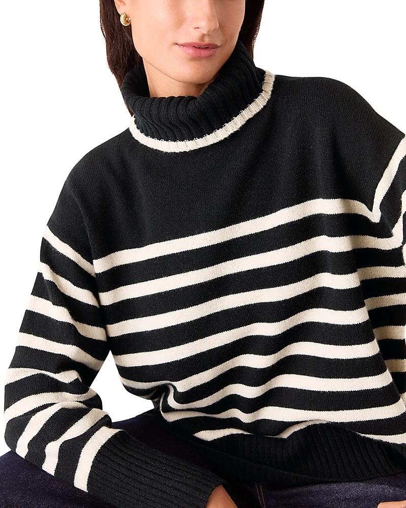 Whistles High Neck Striped Wool Sweater