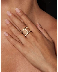18K Yellow Gold Phantom Diamond Double Row Statement Ring