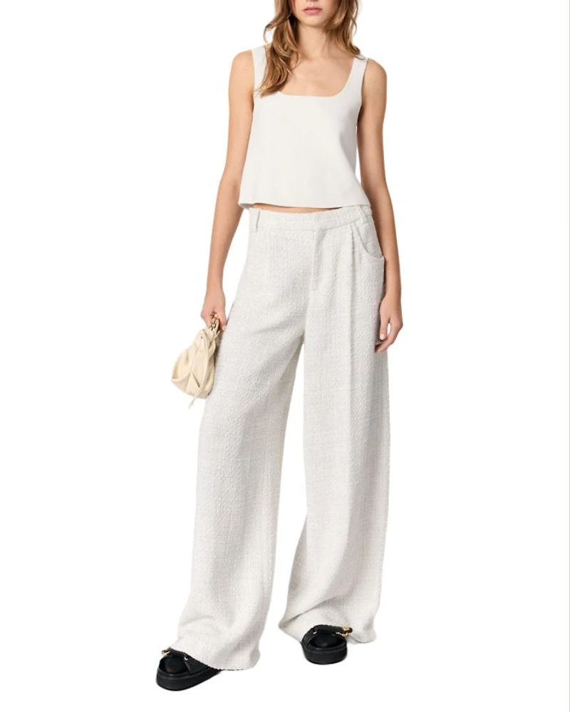 Wide Leg Tweed Trousers