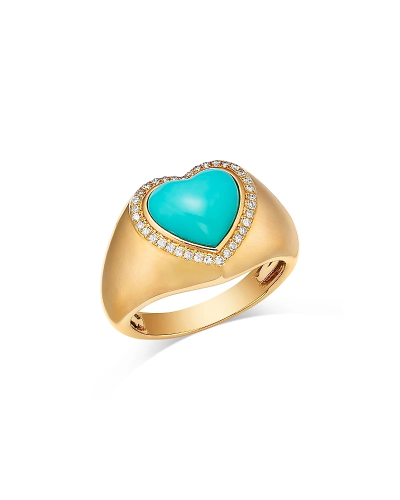 Bloomingdale's Fine Collection Turquoise & Diamond Heart Ring