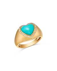 Bloomingdale's Fine Collection Turquoise & Diamond Heart Ring