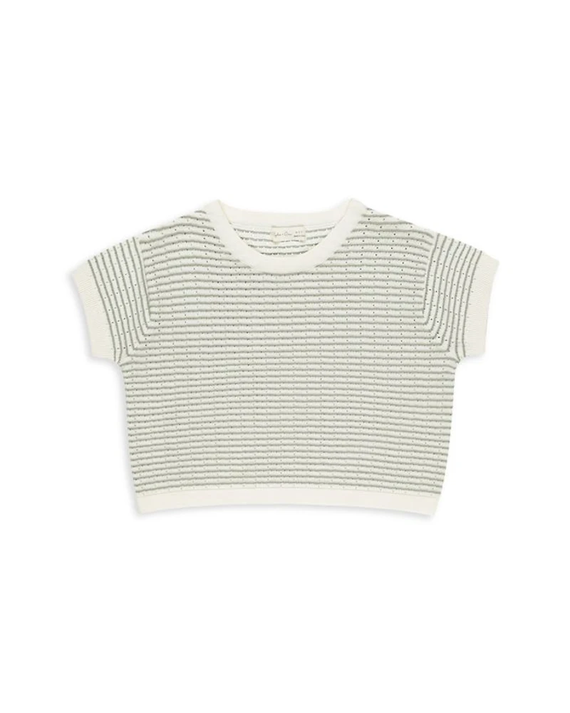 Girls' Boxy Crop Knit Striped Tee - Little Kid