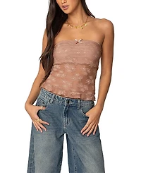 Edikted Women's Ballet Sheer Lace Tube Top