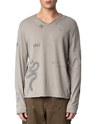 Monastir Tattoo Print Long Sleeve Henley