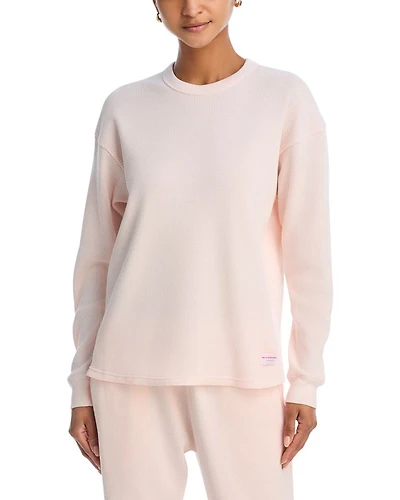 Crewneck Long Sleeve Waffle Knit Top