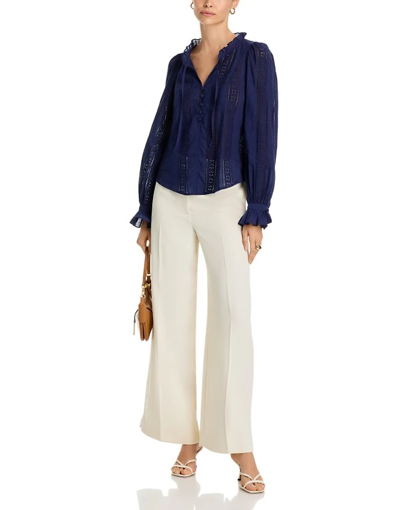 Cotton Lace Inset Blouse - Exclusive
