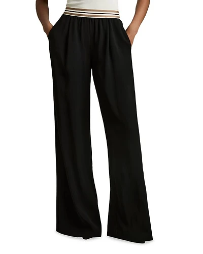 Abs Striped Waistband Wide Leg Trousers