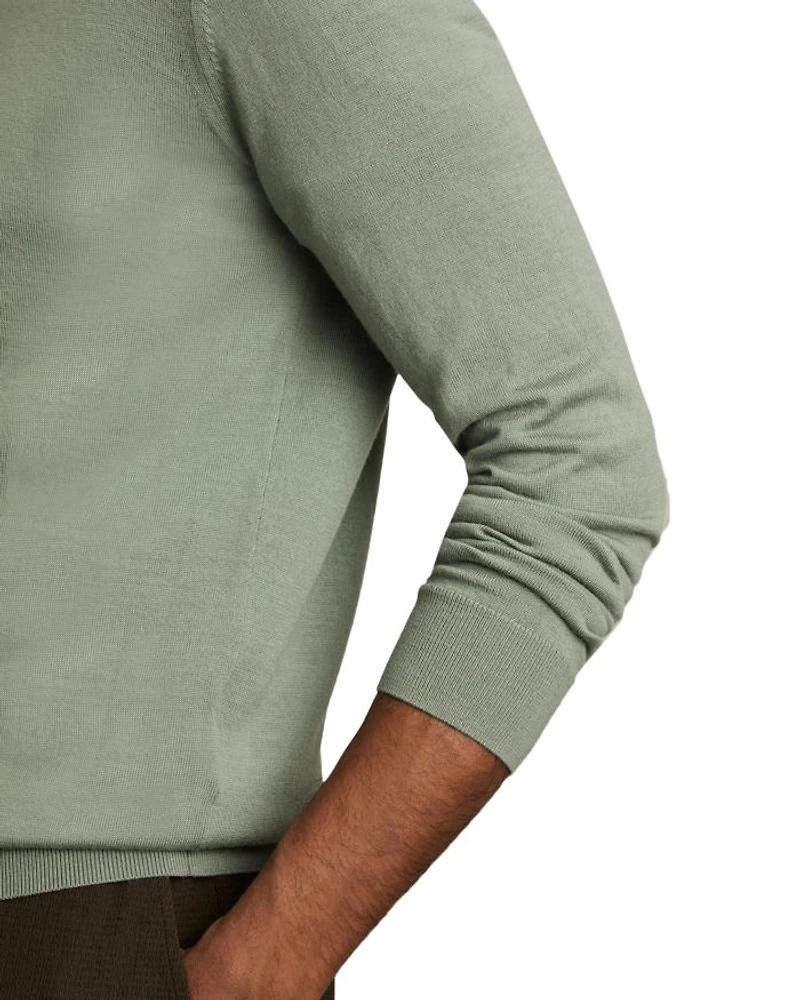 Slim Fit Trafford Long Sleeve Merino Wool Polo Shirt