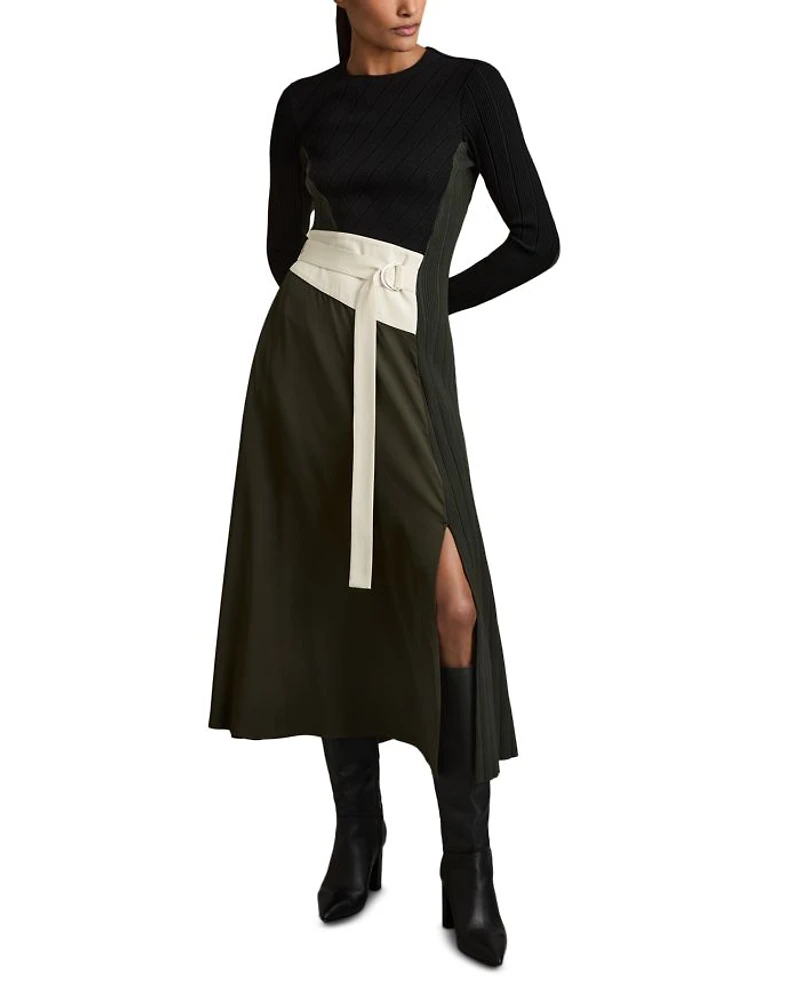 Emilina Knit Woven Midi Dress