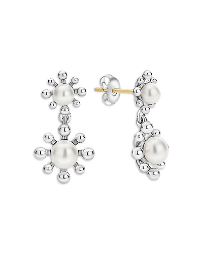Lagos Sterling Silver Luna Cultured Pearl Fleur Drop Earrings