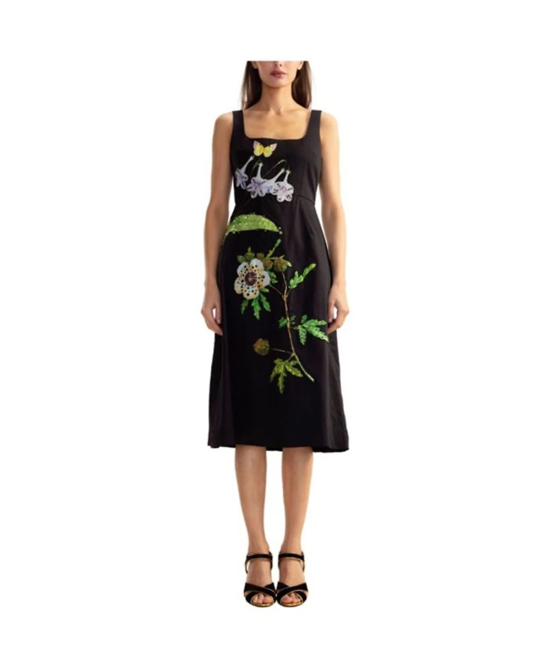 Embellished Scoop Neck Midi Dress