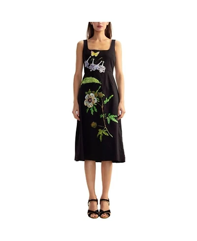 Embellished Scoop Neck Midi Dress