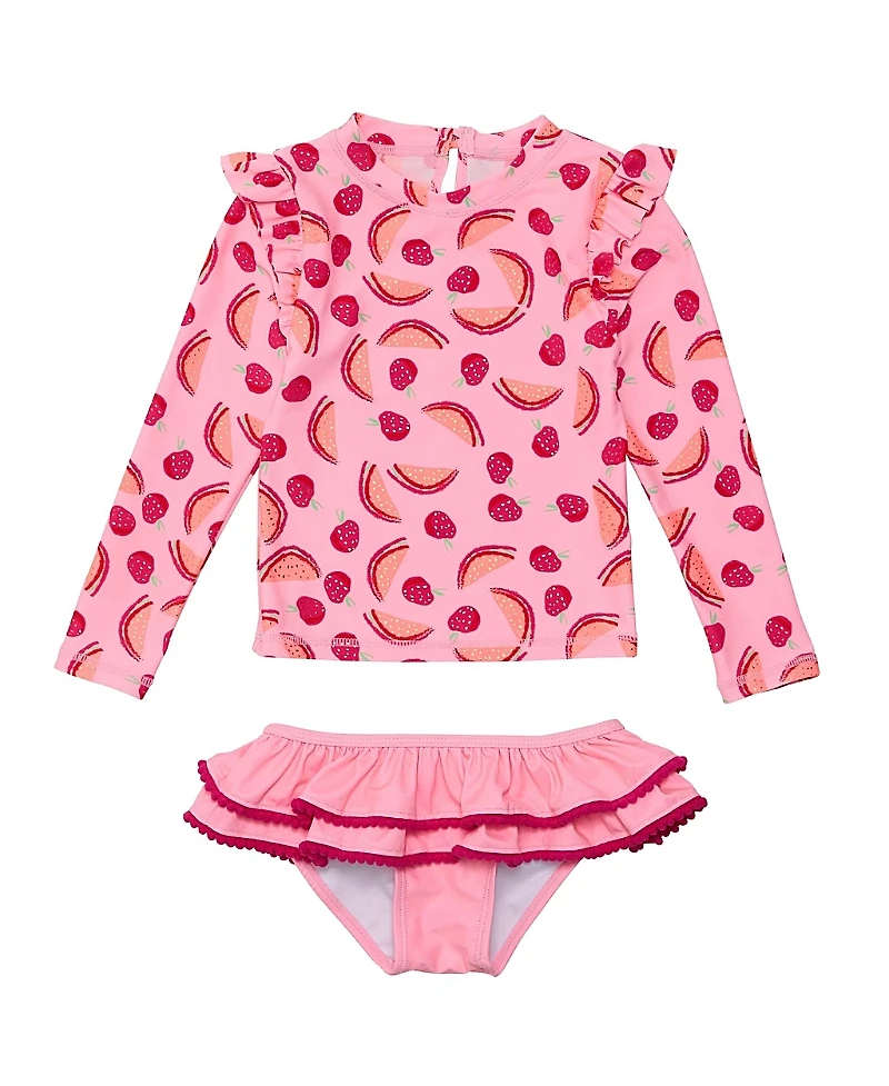 Snapper Rock Girls' Berry Sweet Long Sleeve Ruffle Set