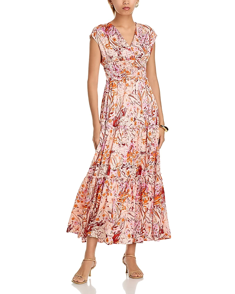 Gracia Floral V Neck Maxi Dress