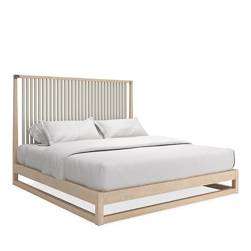 Caracole Pinstripe Slatted King Bed, Light
