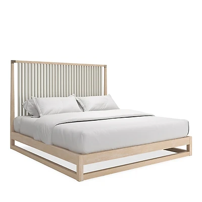 Caracole Pinstripe Slatted King Bed, Light