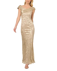 Adrianna Papell Foil Leaf Mermaid Gown