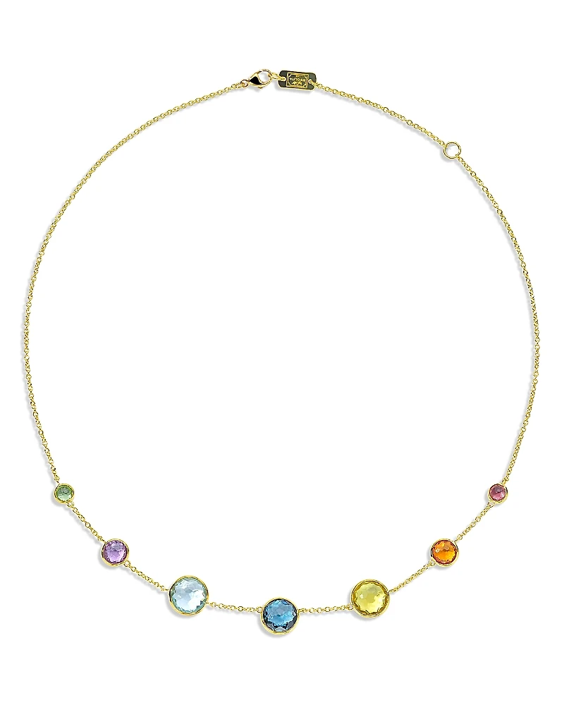 Ippolita 18K Yellow Gold Lollipop Rainbow Multi Stone Bezel Collar Necklace, 16-18