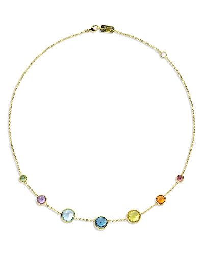 Ippolita 18K Yellow Gold Lollipop Rainbow Multi Stone Bezel Collar Necklace, 16-18