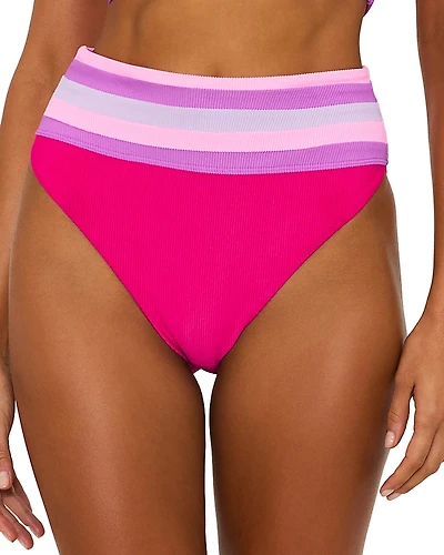 Beach Riot Millie Color Blocked High Waist Bikini Bottom