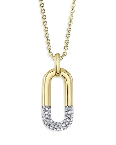 Shy Creation 14K Gold Kate Diamond Link Pendant Necklace, 15-18