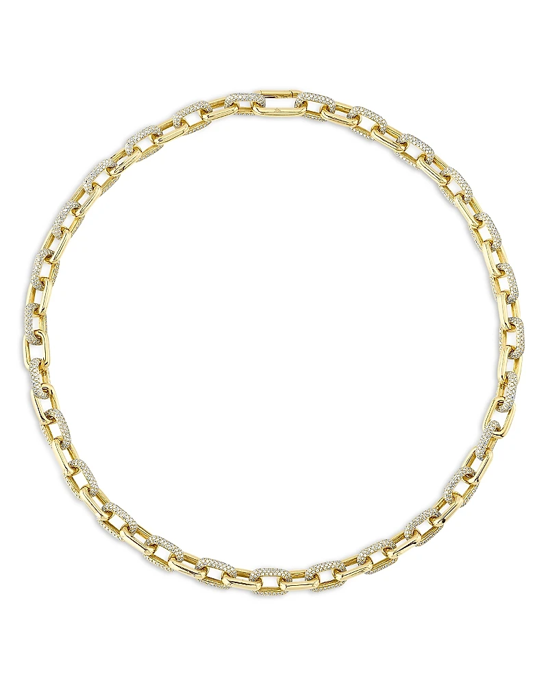 Shy Creation 14K Gold Kate Diamond Pave Link Necklace