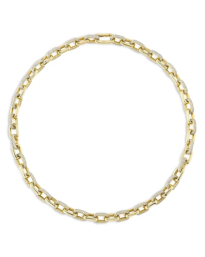 Shy Creation 14K Gold Kate Diamond Pave Link Necklace