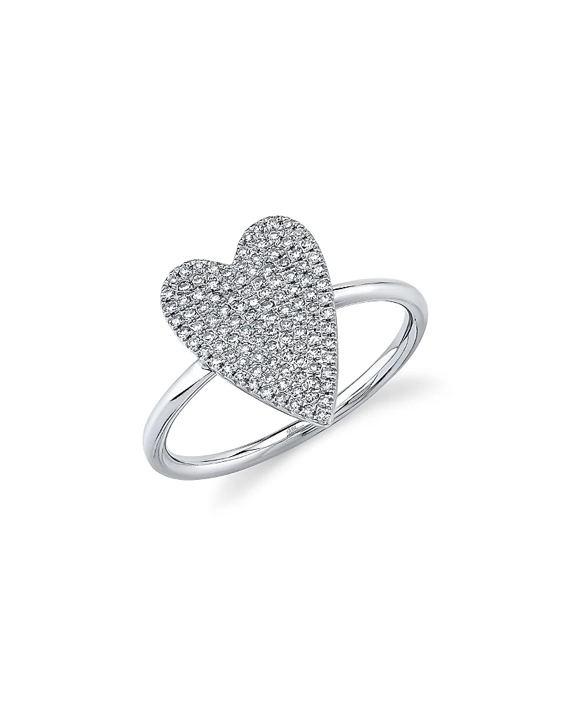 Shy Creation 14K White Gold Kate Diamond Heart Ring, 0.26 tcw