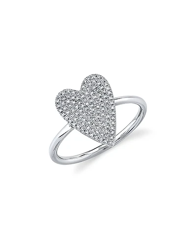 Shy Creation 14K White Gold Kate Diamond Heart Ring, 0.26 tcw