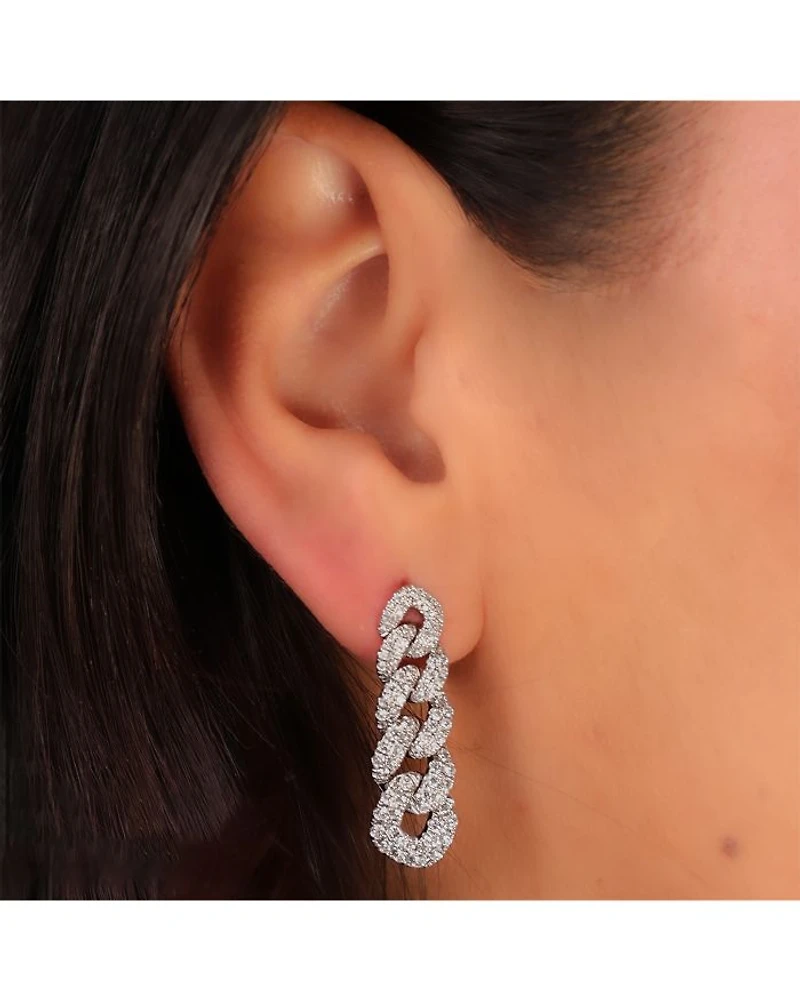 14K White Gold Kate Diamond Link Earrings, 1.62 tcw
