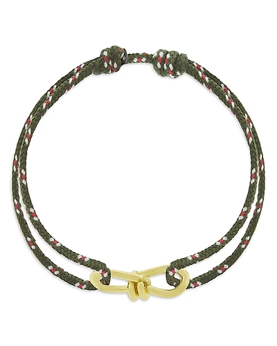 Luis Morais Men's 14K Yellow Gold Large Twisted Wire Olive Green Cord Bracelet