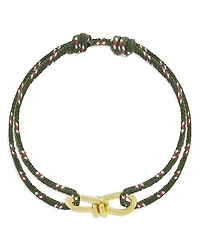 Luis Morais Men's 14K Yellow Gold Large Twisted Wire Olive Green Cord Bracelet