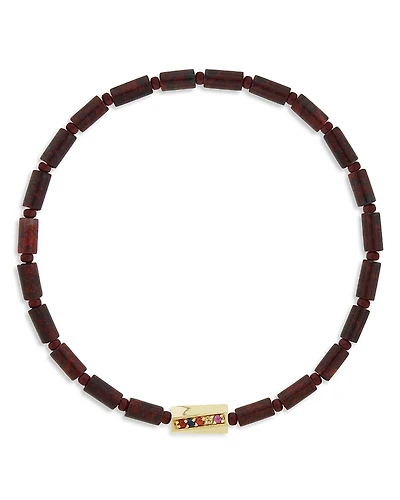 Luis Morais Men's Rainbow Sapphire Twisted Hexagon Red Jasper Beaded Bracelet
