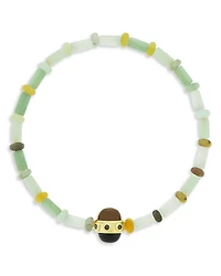 Luis Morais Men's 14K Yellow Gold Diamond Cabochon Collar Beaded Bracelet