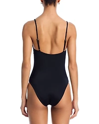 Faux Pearl Underwire One Piece Swimsuit - Exclusive