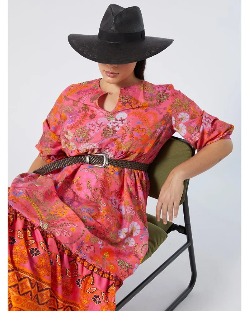 Uscita Stecca Printed 3/4 Sleeve Maxi Dress