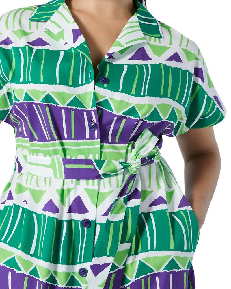 Voyage 2A Uscita Calca Printed Lapel Dress