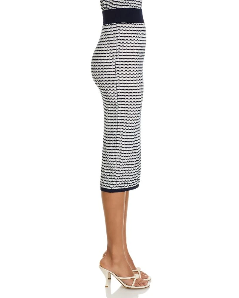 Wavy Striped Midi Skirt