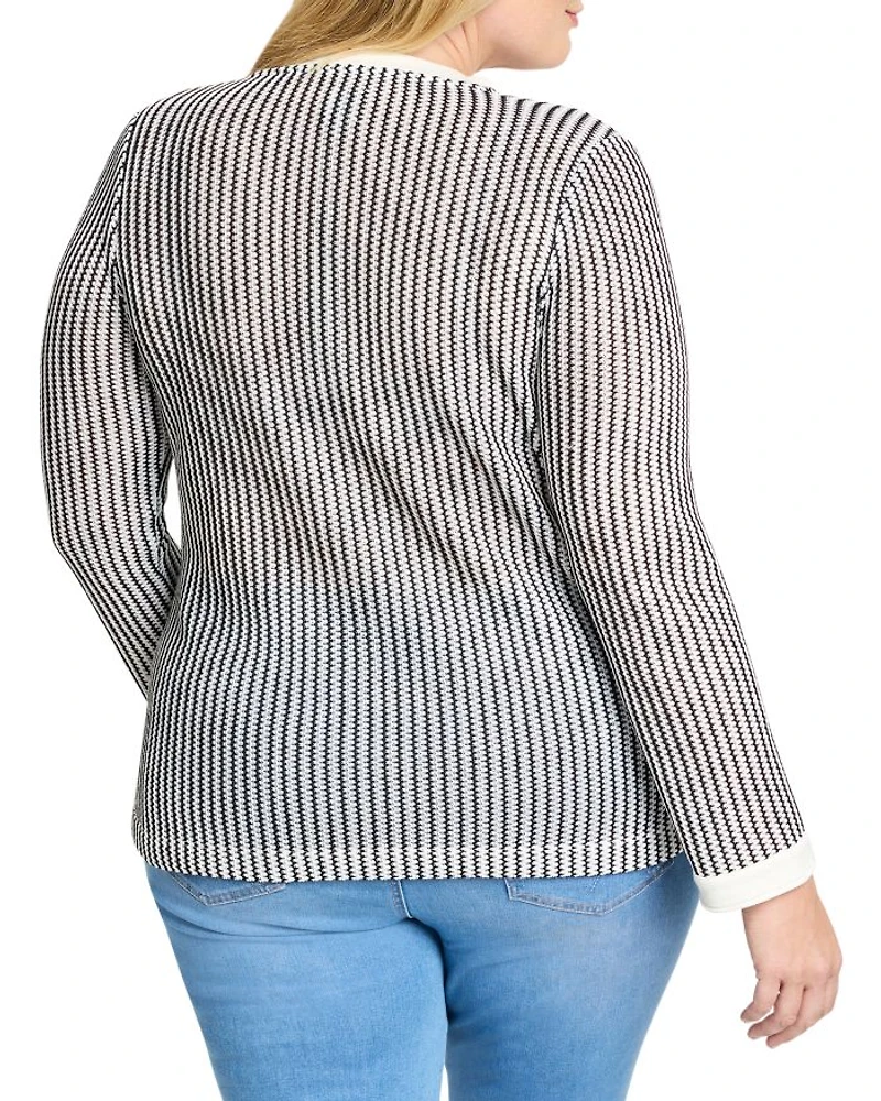 Plus Zig Zag Split V Neck Top