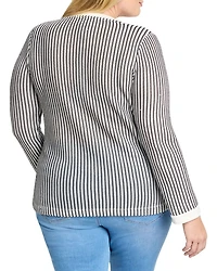 Plus Zig Zag Split V Neck Top