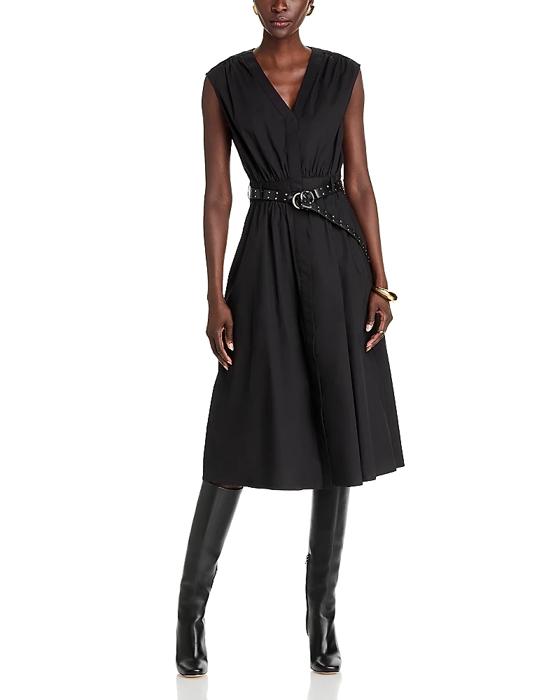 Michael Kors Poplin Belted Midi Dress