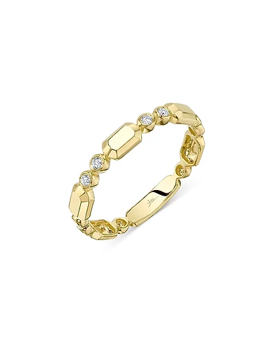 Shy Creation 14K Yellow Gold Bailey Diamond Bezel & Geometric Link Band
