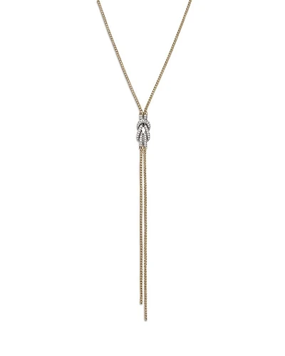 14K Yellow Gold Love Knot Diamond Lariat Necklace, 18-20"