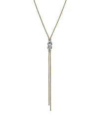 14K Yellow Gold Love Knot Diamond Lariat Necklace, 18-20"