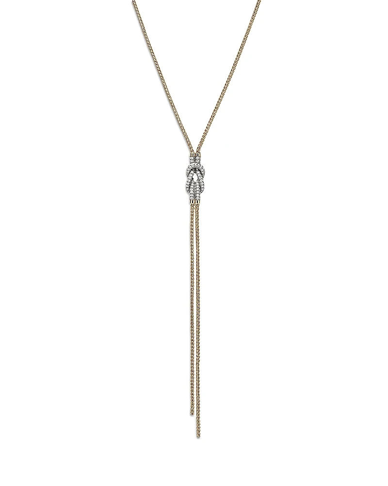 John Hardy 14K Yellow Gold Love Knot Diamond Lariat Necklace, 18-20