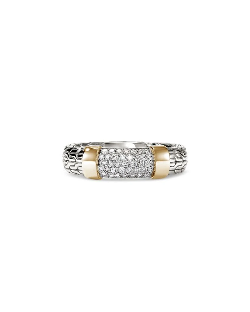 14K Yellow Gold & Sterling Silver JH Essentials Diamond Pavé Band