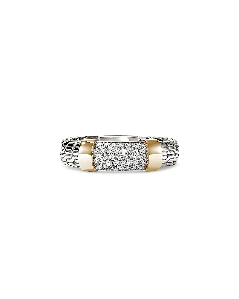 John Hardy 14K Yellow Gold & Sterling Silver Jh Essentials Diamond Pave Band